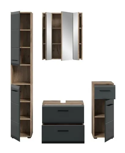 Bad Set Ice | 4-teilig | Nox Oak / schwarz matt ohne