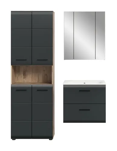 Bad Set Ice 7 | 3-teilig | Nox Oak / schwarz matt ohne