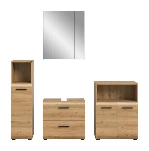 Bad Set Ice 8 | 4-teilig | Artisan Oak mit Aufsatzleuchte