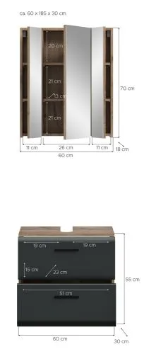 Bad Set Ice 9 | 2-teilig | Nox Oak / schwarz matt