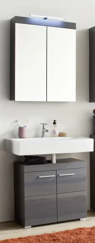 Badezimmer-Set Amanda | grau Hochglanz | 2-teilig
