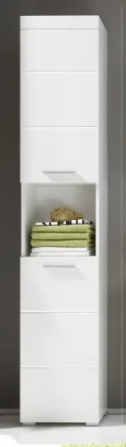Badezimmer-Set Amanda | weiß Hochglanz | 5-teilig mit Aufsatzleuchte