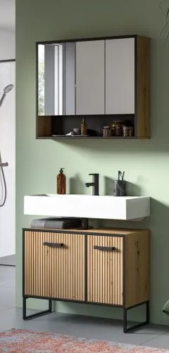 Badezimmer-Set Bagno 2 | Artisan Oak | 2-teilig mit Beleuchtung