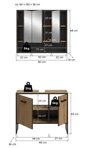Badezimmer-Set Bagno 2 | Artisan Oak | 2-teilig mit Beleuchtung