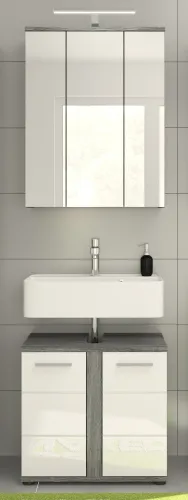 Badezimmer-Set Blake | weiß Hochglanz / rauchsilber | 2-teilig ohne Aufsatzleuchte