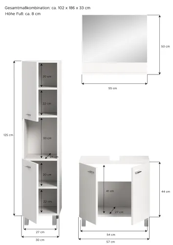 Badezimmer Set Boston | 3-teilig | weiß