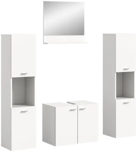 Badezimmer Set Boston | 4-teilig | weiß | mit Aufsatzleuchte
