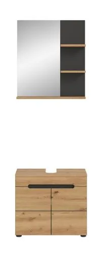 Badezimmer Set Canu | 2-teilig | Artisan Eiche / Basalt grau | optional Beleuchtung