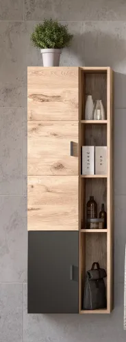 Badezimmer-Set Grado | Nox Oak / grau | 4-teilig