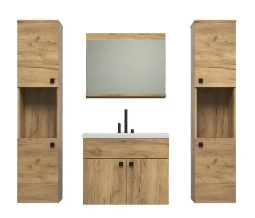 Badezimmer Set Haven | inkl. Waschbecken | Eiche Kraft Gold | 4-teilig