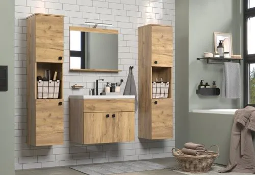 Badezimmer Set Haven | inkl. Waschbecken | Eiche Kraft Gold | 4-teilig