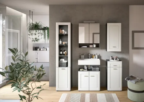 Badezimmer-Set Lago | weiß / grau | 3-teilig