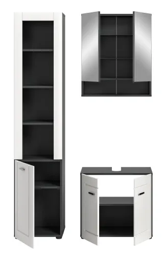 Badezimmer-Set Lago | weiß / grau | 3-teilig mit Aufsatzleuchte
