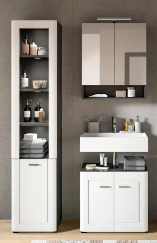 Badezimmer-Set Lago | weiß / grau | 3-teilig ohne Beleuchtung