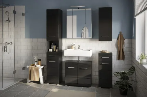 Badezimmer-Set Linus | schwarz Hochglanz | 2-teilig