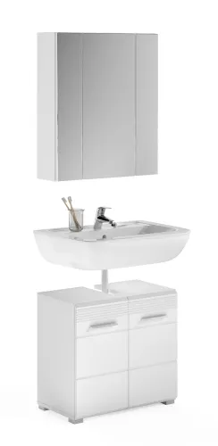 Badezimmer-Set Linus | weiß Hochglanz | 2-teilig ohne Aufsatzleuchte