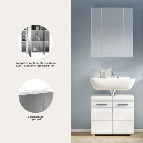 Badezimmer-Set Linus | weiß Hochglanz | 2-teilig ohne Aufsatzleuchte