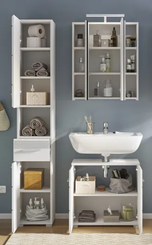 Badezimmer Set Linus | weiß Hochglanz | 3-teilig