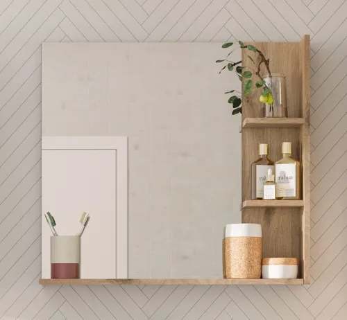 Badezimmer-Set Mason 1 | Nox Oak / Basalt grau | 4-teilig mit Handtuchhalter