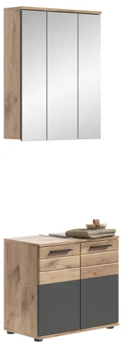 Badezimmer-Set Mason | Nox Oak / Basalt grau | 2-teilig ohne Aufsatzleuchte