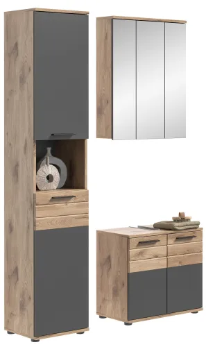 Badezimmer Set Mason | Nox Oak / Basalt grau | 3-teilig
