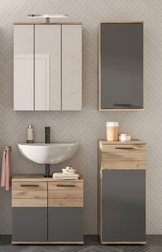 Badezimmer-Set Mason | Nox Oak / Basalt grau | 4-teilig ohne Aufsatzleuchte