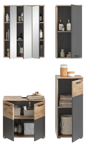 Badezimmer-Set Mason | Nox Oak / Basalt grau | 4-teilig ohne Aufsatzleuchte