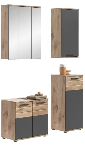Badezimmer-Set Mason | Nox Oak / Basalt grau | 4-teilig ohne Aufsatzleuchte