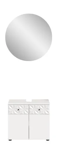 Badezimmer-Set Prisma 4 | weiß / weiß Hochglanz | 2-teilig | optional Beleuchtung