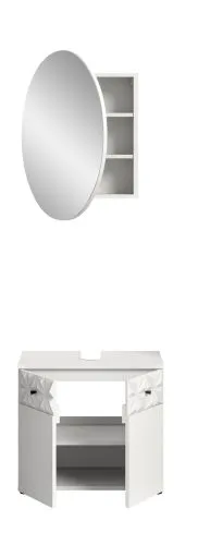 Badezimmer-Set Prisma 4 | weiß / weiß Hochglanz | 2-teilig | optional Beleuchtung