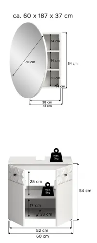 Badezimmer-Set Prisma 4 | weiß / weiß Hochglanz | 2-teilig | mit Beleuchtung