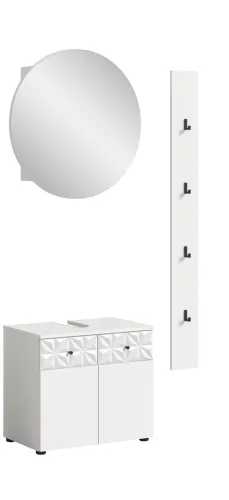 Badezimmer-Set Prisma 4 | weiß / weiß Hochglanz | 3-teilig | ohne Beleuchtung