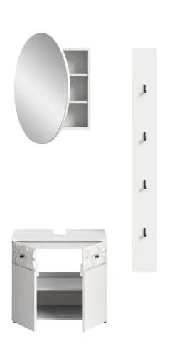 Badezimmer-Set Prisma 4 | weiß / weiß Hochglanz | 3-teilig | ohne Beleuchtung