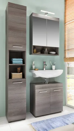 Badezimmer-Set Runner | rauchsilber | 3-teilig