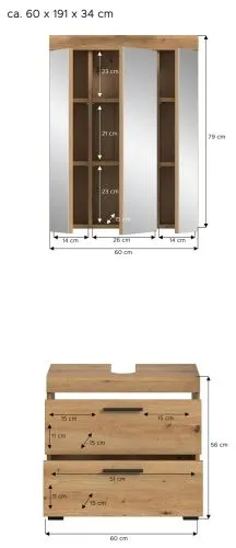 Badezimmer-Set Scout 1 | Artisan Eiche | 2-teilig mit Aufsatzleuchte