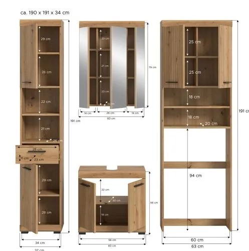 Badezimmer-Set Scout 1 | Artisan Eiche | 4-teilig