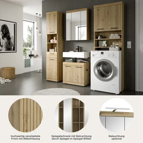 Badezimmer-Set Scout 1 | Artisan Eiche | 4-teilig mit Aufsatzleuchte