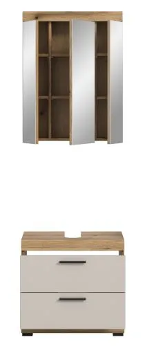 Badezimmer-Set Scout 1 | Kaschmir / Evoak Oak | 2-teilig mit Aufsatzleuchte