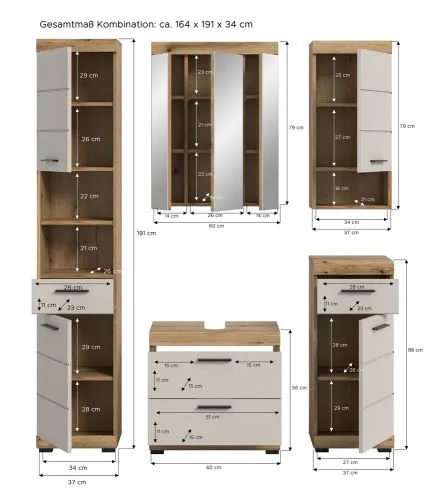 Badezimmer-Set Scout 1 | Kaschmir / Evoak Oak | 5-teilig