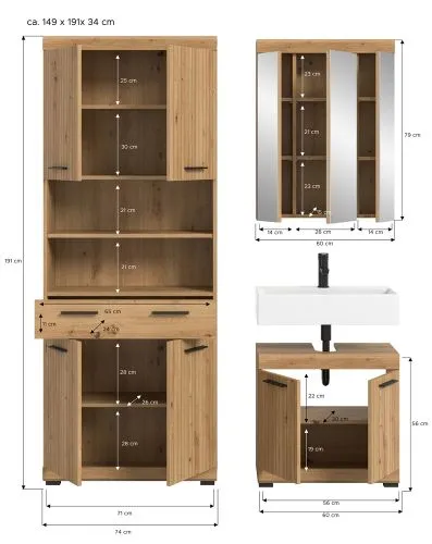 Badezimmer-Set Scout 2 | Artisan Eiche | 3-teilig
