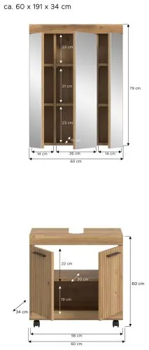 Badezimmer-Set Scout 2 auf Rollen | Artisan Eiche | 2-teilig