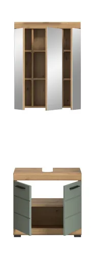 Badezimmer-Set Scout 2 | Salbei / Artisan Eiche | 2-teilig | mit Aufsatzleuchte