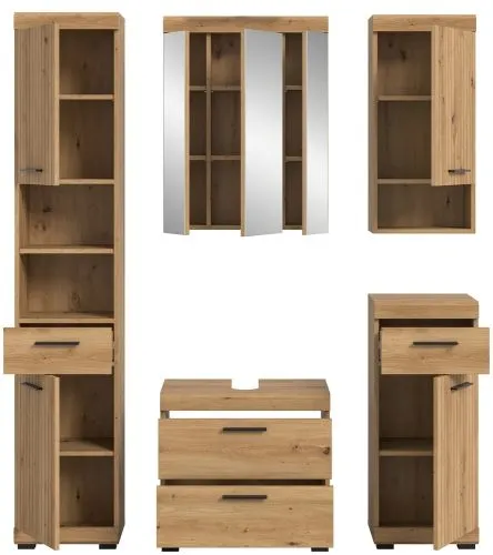 Badezimmer-Set Scout 3 | Artisan Eiche | 5-teilig mit Aufsatzleuchte