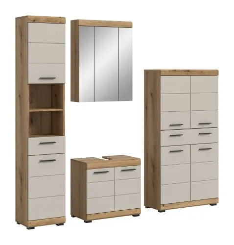 Badezimmer-Set Scout 3 | Kaschmir / Evoak Oak | 4-teilig ohne Aufsatzleuchte