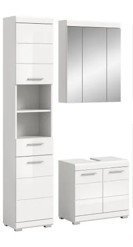 Badezimmer-Set Scout 4 | weiß Hochglanz / weiß | 3-teilig | optional Aufsatzleuchte