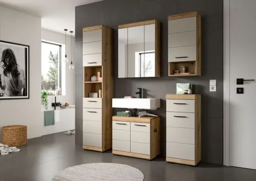 Badezimmer-Set Scout | Kaschmir / Evoak Oak | 2-teilig mit Aufsatzleuchte