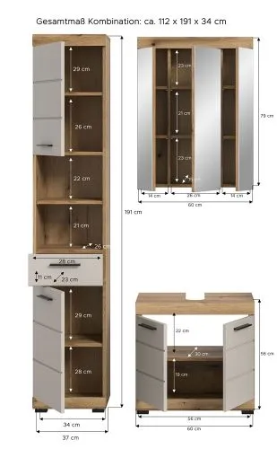 Badezimmer-Set Scout | Kaschmir / Evoak Oak | 3-teilig