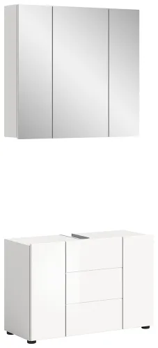 Badezimmer-Set Vira 2 | weiß Hochglanz | 2-teilig | inkl. LED Beleuchtung