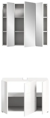 Badezimmer-Set Vira 2 | weiß Hochglanz | 2-teilig | inkl. LED Beleuchtung