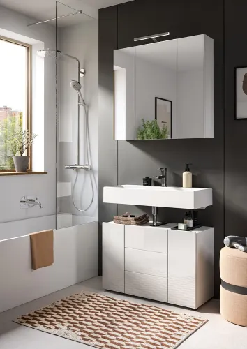 Badezimmer-Set Vira 2 | weiß Hochglanz | 2-teilig | inkl. LED Beleuchtung